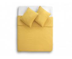 Parure de lit FIGUIERA - Housse de couette 240x220cm + 2 taies 65x65cm - 100% lin - Moutarde