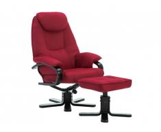Fauteuil de relaxation et son repose pieds DOCIA en microfibre - Rouge