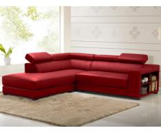 Canapé d'angle cuir LEEDS - Rouge - Angle gauche
