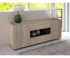 Buffet MALIK - 2 portes & 2 tiroirs - Coloris chêne & taupe