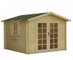 Abri de jardin en bois AKIRA - surface 9m² - épaisseur 28mm - toit en feutre bitumé