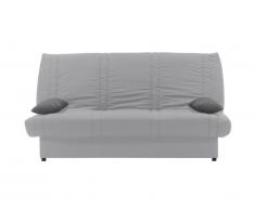 Canapé clic-clac 100% coton avec coffre de rangement FARWEST II - Gris clair coussins contrastés