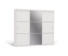 Armoire avec miroir VALMAR - 3 portes coulissantes - L.250cm - Blanc