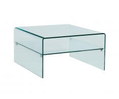 Table basse carrée STILEOS - Double plateau - Verre trempé