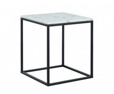 Table d'appoint design ARETHA - Marbre & Métal - Blanc & Noir