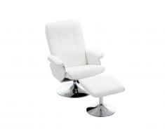 Fauteuil de relaxation et son repose pieds en synderme blanc MIMOSA II