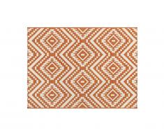 Tapis intérieur ou extérieur style ethnique CAREA - 150 x 200 cm - Orange