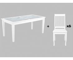 Pack salle à manger: Ensemble Table + 6 chaises GUERANDE - Pin blanc