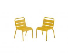 Lot de 2 chaises de jardin empilables pour enfants POPAYAN en métal - Jaune