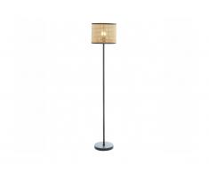 Lampadaire cannage style ethnique NEIROBI - Fer et rotin - H.145 cm - Noir et Naturel