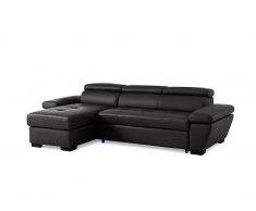 Canapé d'angle convertible en cuir JONOVA - Anthracite - Angle gauche