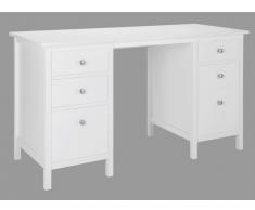 Bureau ALBANE - 4 tiroirs - 1 porte - Pin blanc