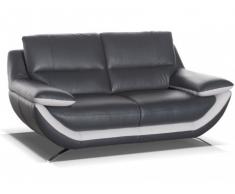 Canapé 2 places cuir luxe ADAGIO - Bicolore anthracite et gris