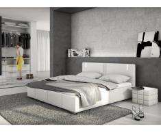 Lit SOREN - 160x200 cm - Simili blanc avec LEDs