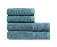 Lot de 2 serviettes de toilette 70x140cm + 2 serviettes de toilette 50x90cm en coton biologique ANNABA - Vert canard