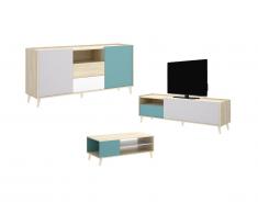 Pack " séjour scandinave " BICA : Table basse + Meuble TV + Buffet - Multicolores