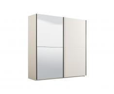 Armoire 2 portes coulissantes ELIOTT - Avec Miroir - L.217cm - Blanc