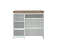 Meuble de bar HALO II - MDF laqué blanc - LEDs - Blanc et Chêne