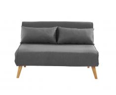 Canapé 2 places convertible POSIO en tissu - Gris