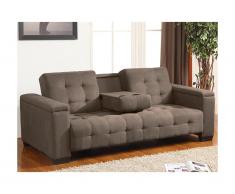 Canapé 3 places clic-clac en microfibre DEVONSHIRE avec tablette centrale rabattable - Marron
