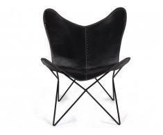 Fauteuil Butterfly MOKOROA en cuir - Noir