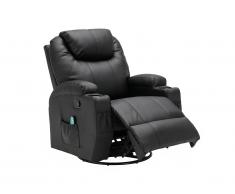 Fauteuil massant SILVANO en simili - Noir