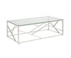 Table basse ATHENA - Verre trempé et acier - Chromé
