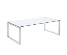 Table basse FREYA - Verre trempé & métal chromé