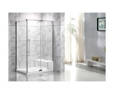 Paroi d'angle de douche avec receveur et assise DELIA - L122 x l81 x H190 cm