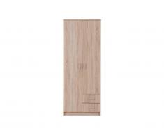 Armoire OLESSIA - 2 portes & 2 tiroirs - L.80 cm - Chêne