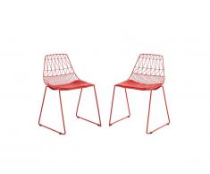 Lot de 2 chaises de jardin empilables LONDRINA en métal - Rouge