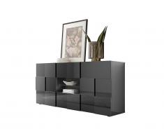 Buffet CALISTO - LEDs - 2 portes & 2 tiroirs - Anthracite laqué