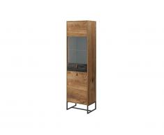 Vitrine - 2 portes - Avec LEDs - Noyer et anthracite - MALONSKI