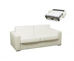 Canapé 3 places convertible express 100% cuir de buffle DELECTEA II - Blanc