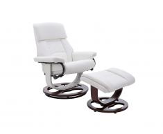 Fauteuil de relaxation et son repose pieds en synderme MYOSOTIS II - Blanc