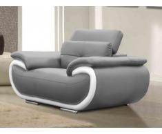 Fauteuil en cuir SMILEY - Bicolore gris et blanc