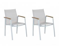 Lot de 2 chaises de jardin PADANG - Blanc et coloris bois