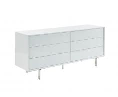 Commode CARLUTA - 6 tiroirs - MDF et métal - Blanc