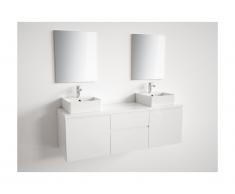 Ensemble de salle de bain suspendu avec double vasque et miroirs JIMENA - blanc