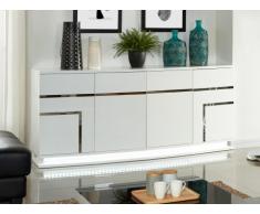 Buffet LUMINESCENCE - MDF laqué blanc et LEDs - 4 portes