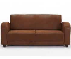 Canapé 3 places club MISTY en microfibre aspect cuir vieilli