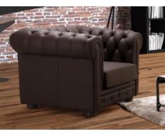 Fauteuil 100% cuir CHESTERFIELD - Chocolat intense