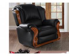 Fauteuil relax en cuir LOUMEA - Noir