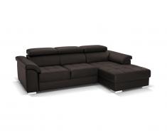 Canapé d'angle convertible cuir luxe EXPERIENCIA - Marron - Angle droit