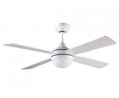 Ventilateur de plafond 6 vitesses avec lumière à LEDS AIRY - fer et effet bois - D. 122 cm - blanc