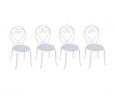 Lot de 4 chaises de jardin empilables en métal façon fer forgé GUERMANTES - blanc