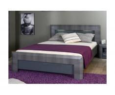 Lit BRITANY - 160x200cm - Finition aspect orme gris et LEDs