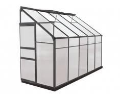 Serre de Jardin adossée en polycarbonate de 3.7 m² CALICE II avec embase - Anthracite