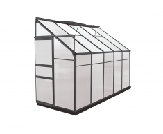 Serre de Jardin adossée en polycarbonate de 3,7 m² avec embase - Anthracite - CALICE II
