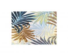 Tapis intérieur ou extérieur ethnique motifs feuilles VEGETO - 150 x 200 cm - Vert
